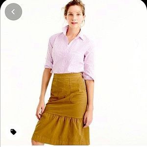 JCrew sz 0 pink white stripe button down flamingo!